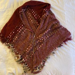 Bohemian style hooded shawl with zipper one size